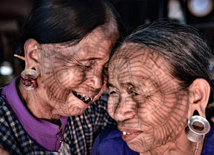 Tattooed-face women of Chin state