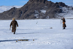 competition of Ice Archery, on a frozen lake